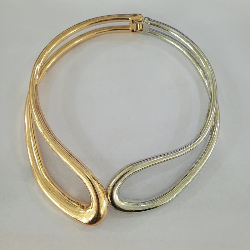 Collana girocollo a doppio strato in lega geometrica minimalista elegante per donna