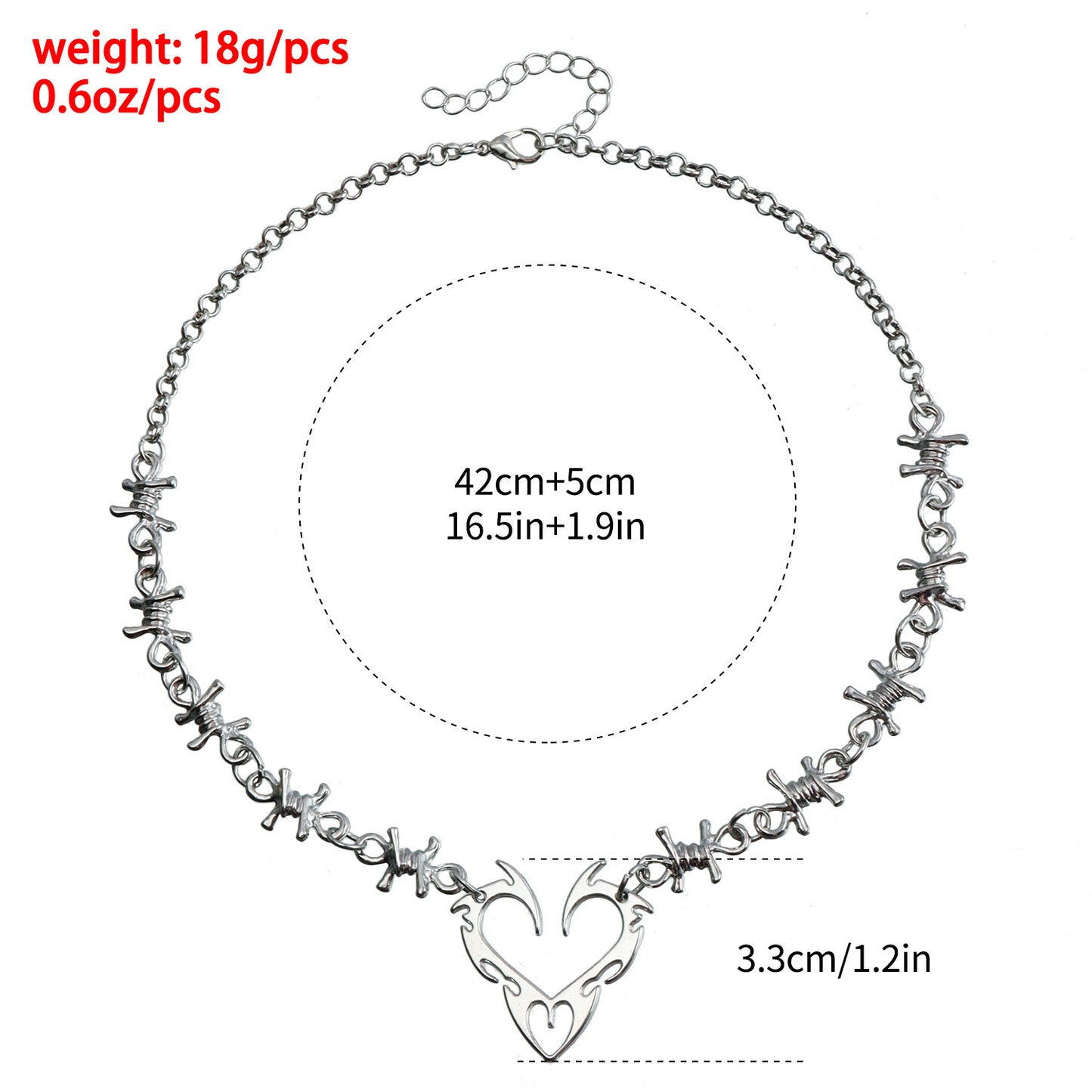 Vintage Y2K Edgy Heart-Shaped Alloy Pendant Necklace with Flame Totem Design for Women