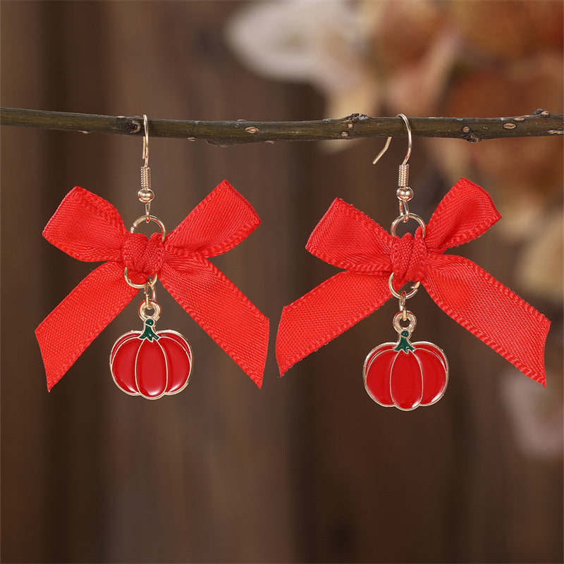 Pendientes Minimalistas de Resina en Forma de Lazo con Incrustaciones de Perlas, Estilo Princesa, para Niñas