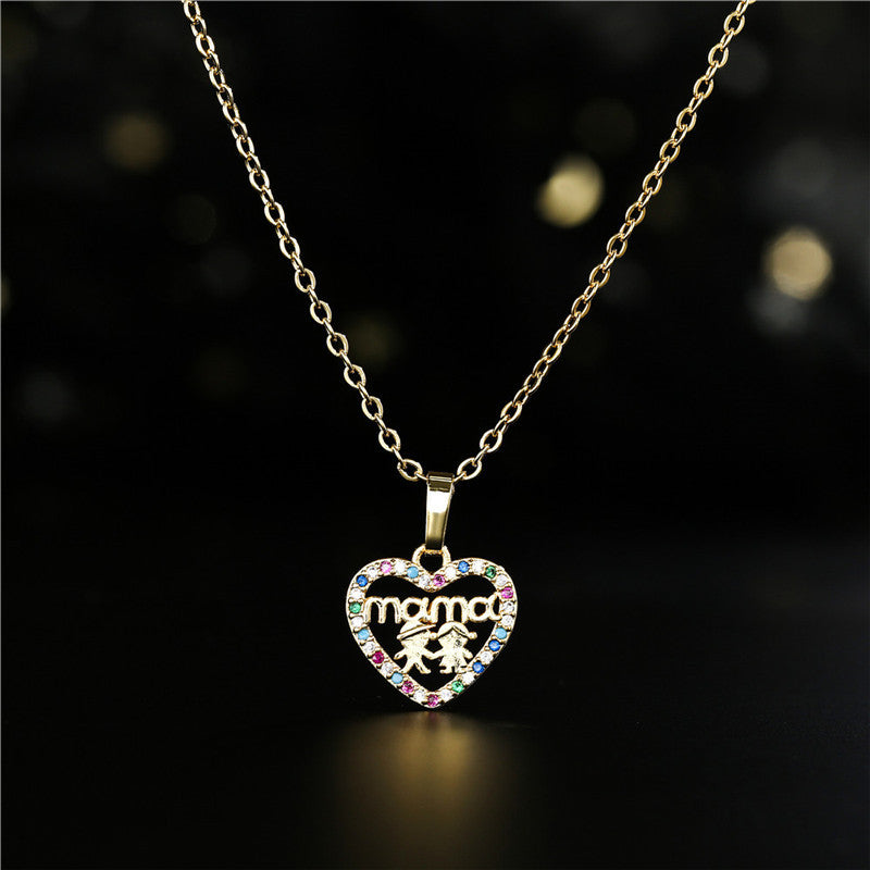 Heart Geometric Brass Pendant Necklace Cable Chain for Women