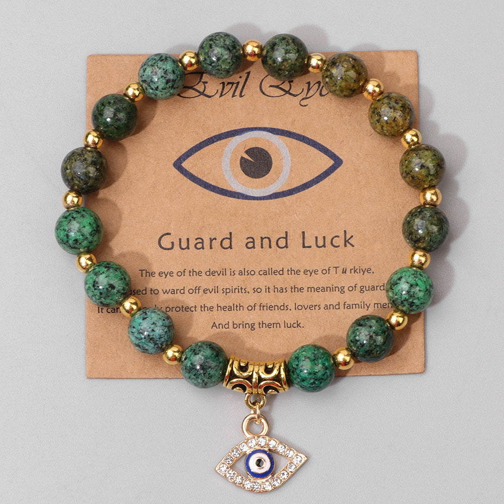Minimalist Geometric Evil Eye Rhinestone Beaded Bracelet Unisex Yoga Energy Jewelry