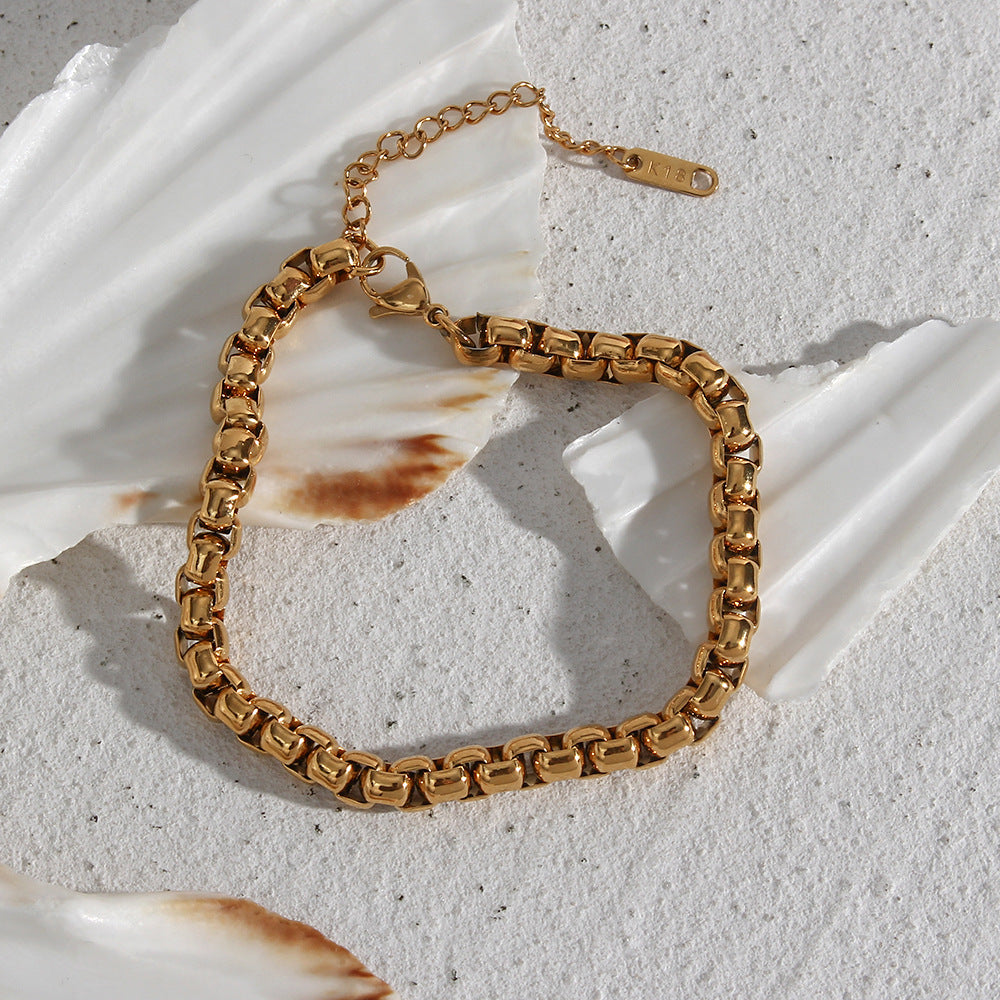 Collana a Catena Snake Geometrica di Tendenza in Acciaio Inossidabile con Placcatura in Oro 18K da Donna
