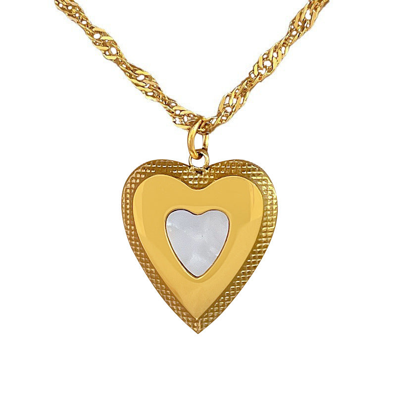 Collana Minimalista a Cuore in Acciaio al Titanio con Placcatura in Oro per Donna e Uomo, Gioielli con Pendente a Catena per Clavicole