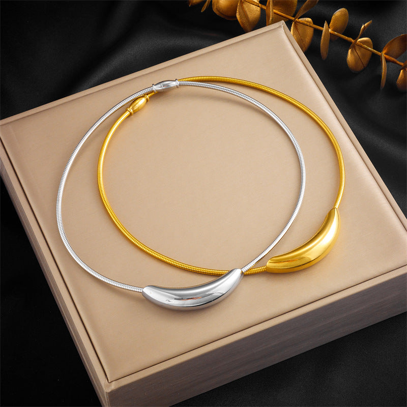 Minimalist Round Titanium Steel Necklace with Plated Finish for Women