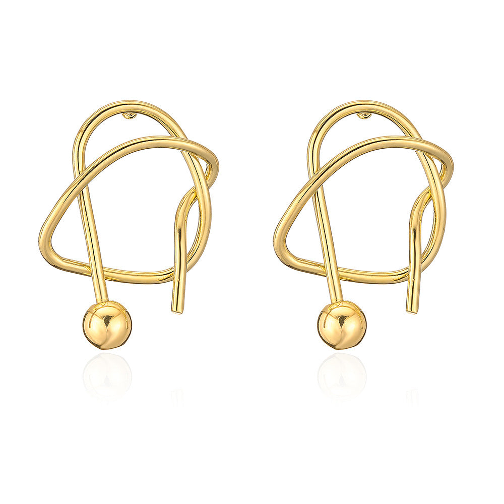 Orecchini Geometrici da Donna in Ottone Placcato Oro 18K con Forma Irregolare Contemporanea