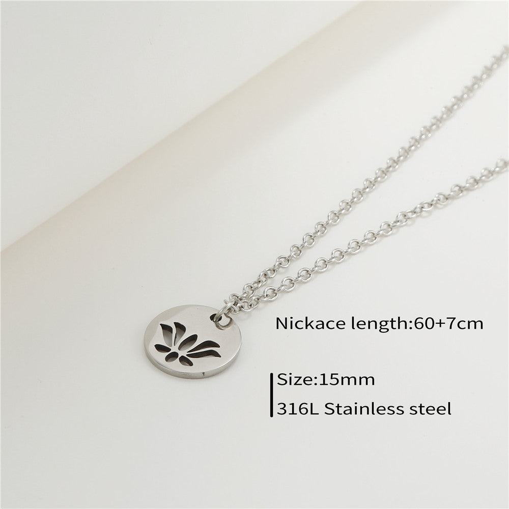 Punk Hip-hop Minimalist Star Geometric Titanium Steel Plated Pendant Necklace with Cable Chain
