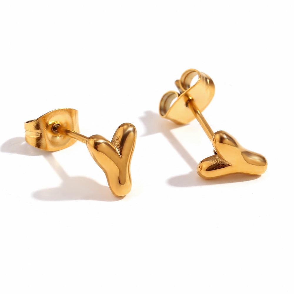 Orecchini a perno da donna con lettera geometrica moderna minimalista in acciaio al titanio placcato oro 18K