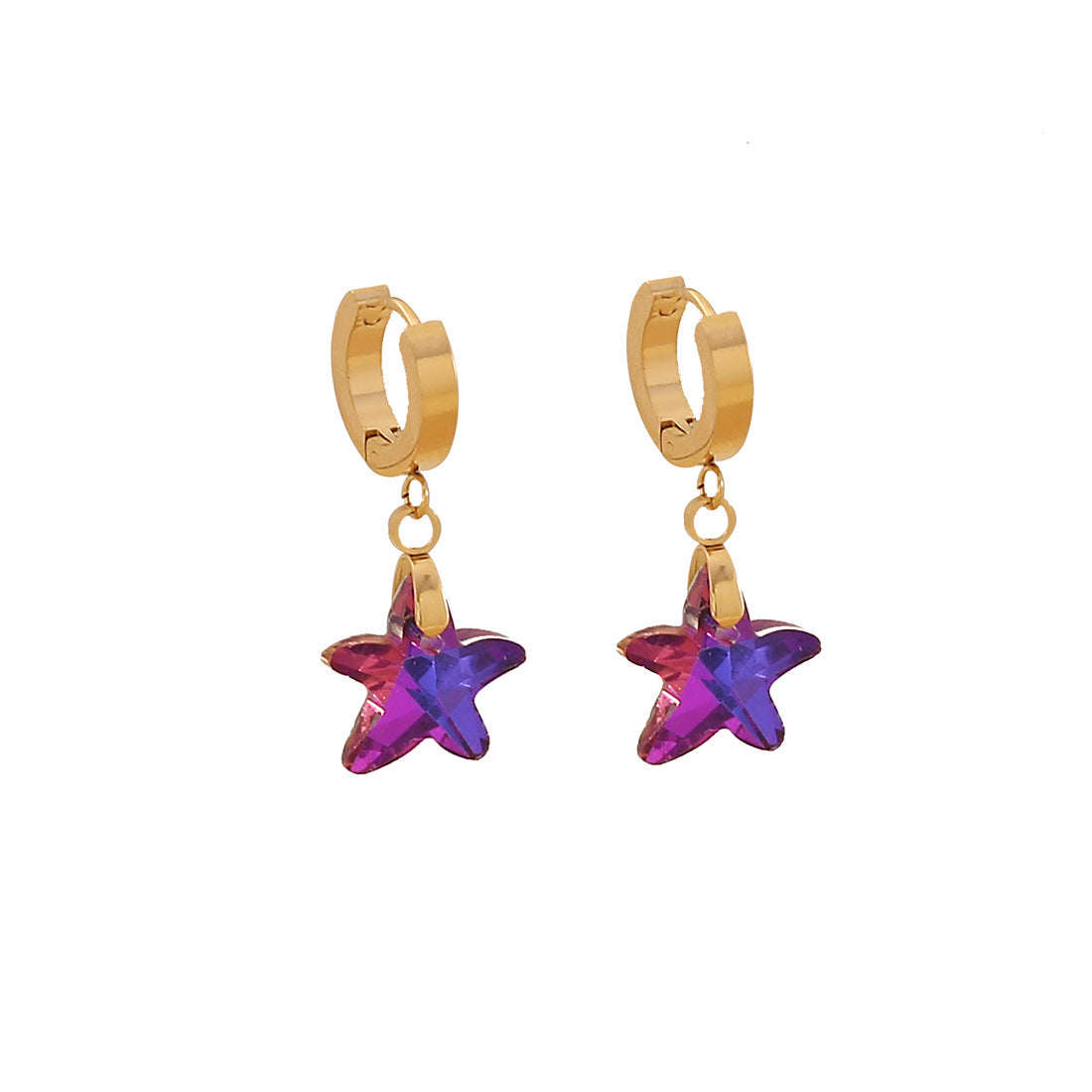 Collana Pendente a Forma di Farfalla Cuore Stella in Acciaio Inossidabile con Strass Intarsiati per Donna