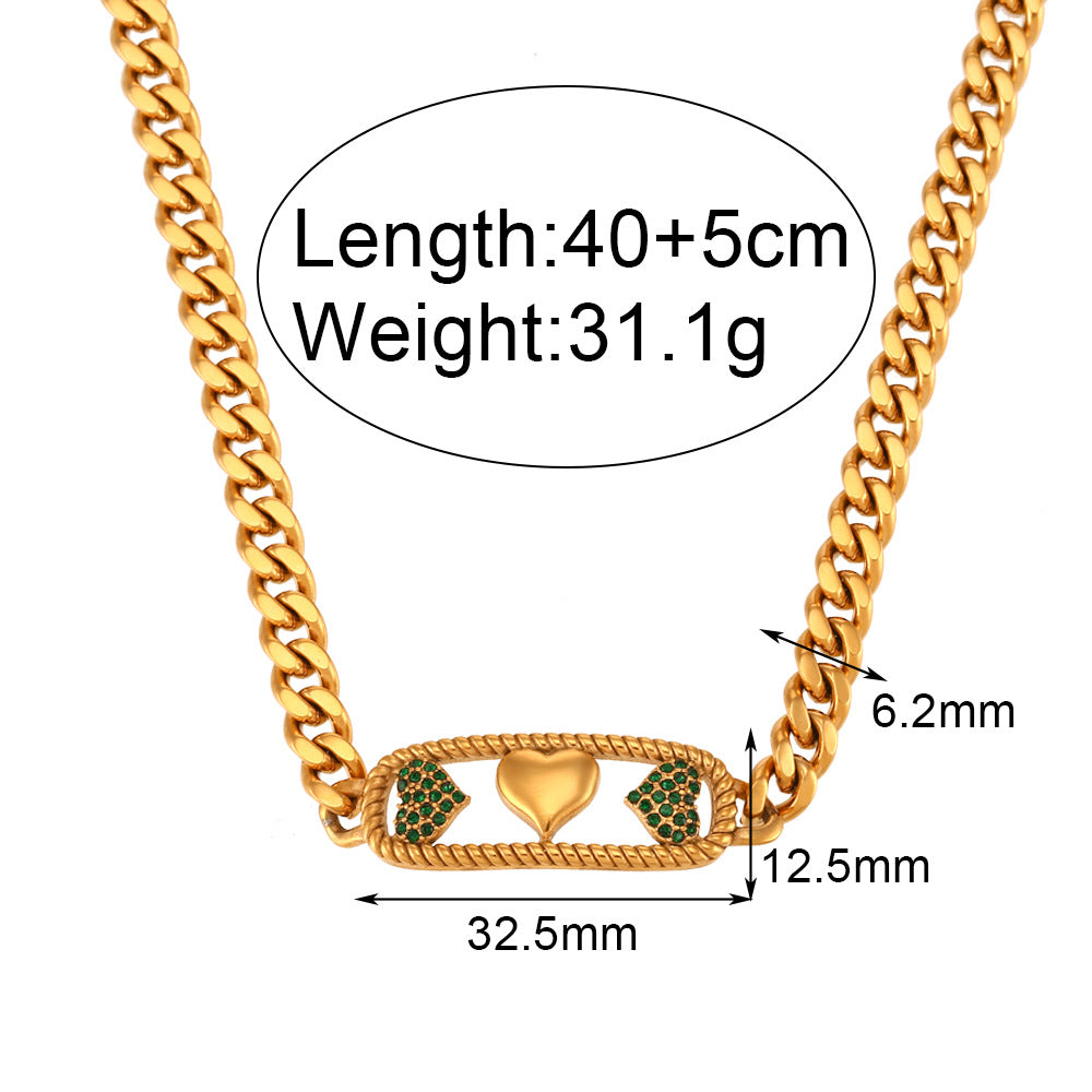 Minimalist Sweet Three-Piece Hollow-Out Heart Pendant Necklace in Stainless Steel with 18K Gold Plating for Women
