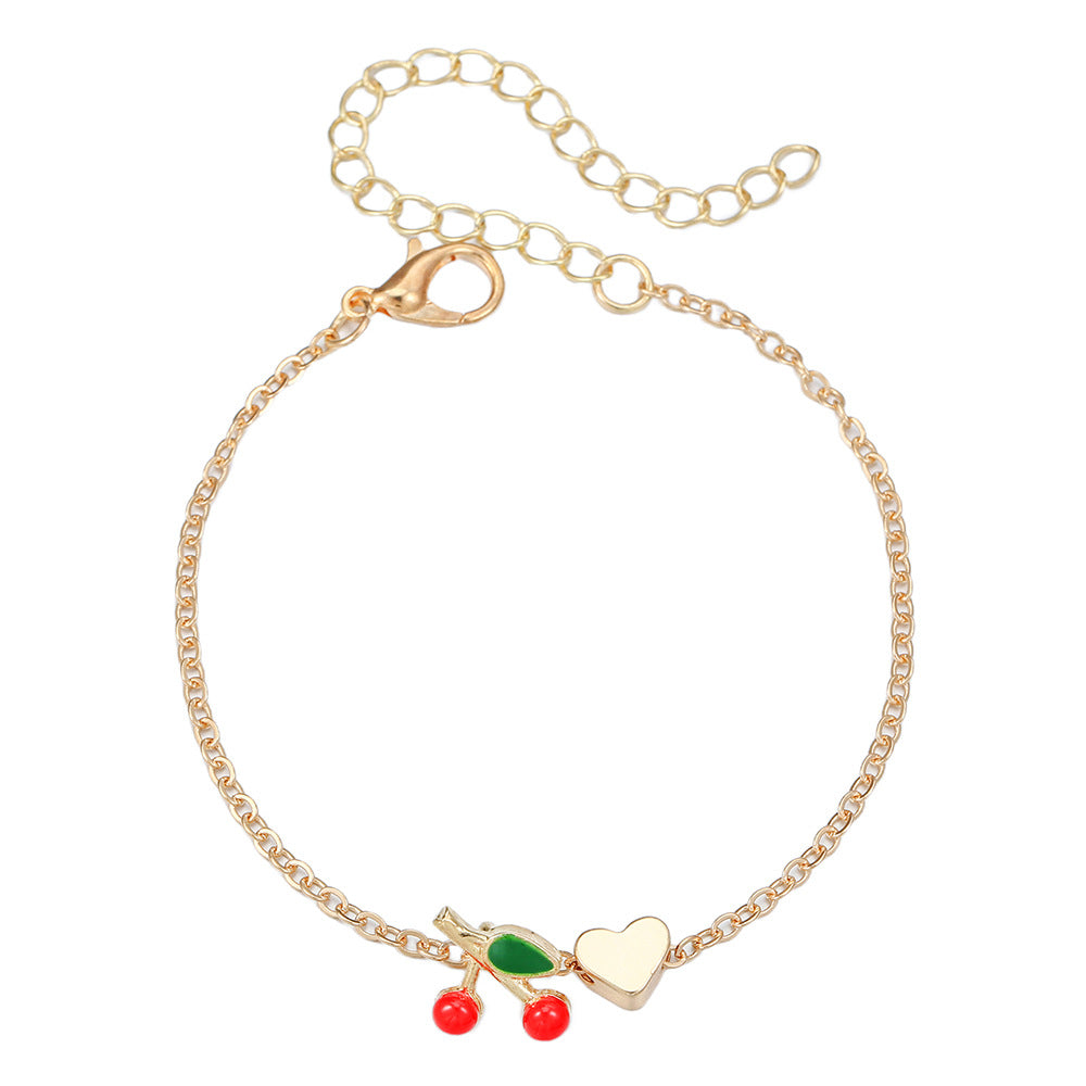 Sweet Colorful Drip Oil Cherry Bracelet