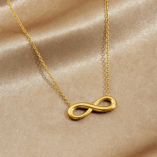 Minimalist Gold Plated Geometric Figure 8 Stainless Steel Necklace for Women