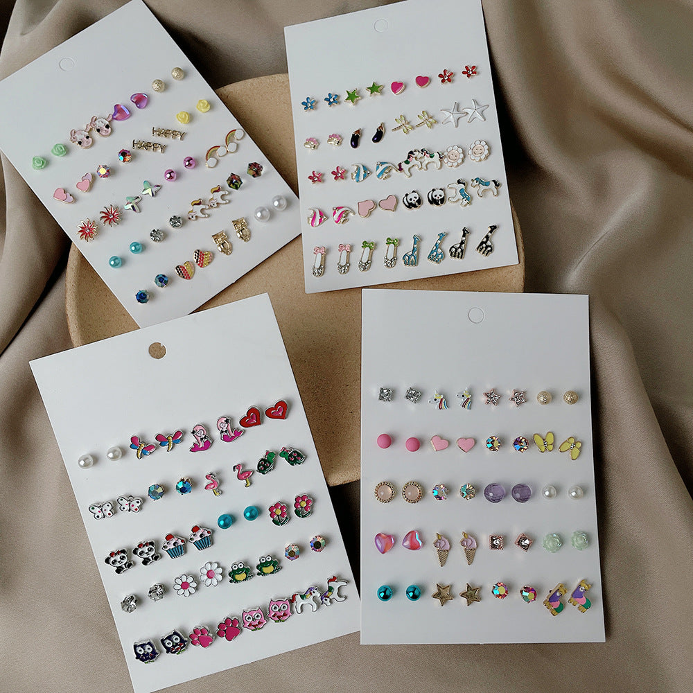 Minimalist Drip Oil Plated Alloy Animal and Fruit Earrings for Women