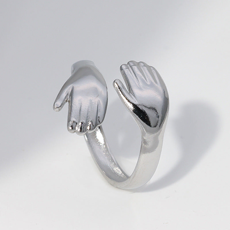 Hip-hop Punk Hand Shape Plated Titanium Steel Adjustable Ring for Unisex