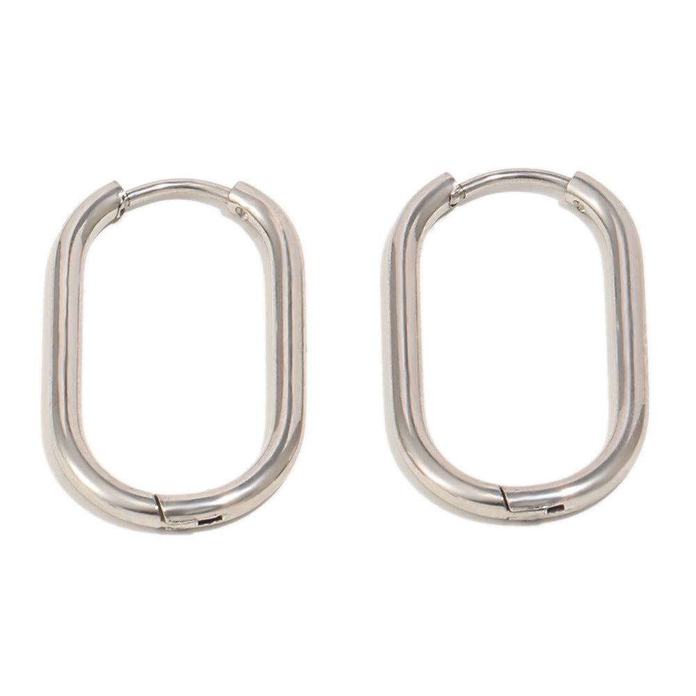 Minimalist 18K Gold Plated Stainless Steel Geometric U-Shaped Hoop Earrings for Women