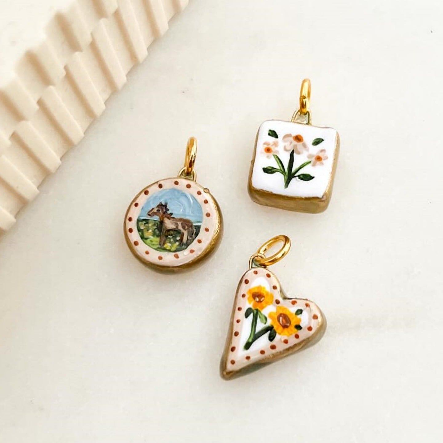 Casual Floral Fruit Pattern PVD Stainless Steel Charm Bar