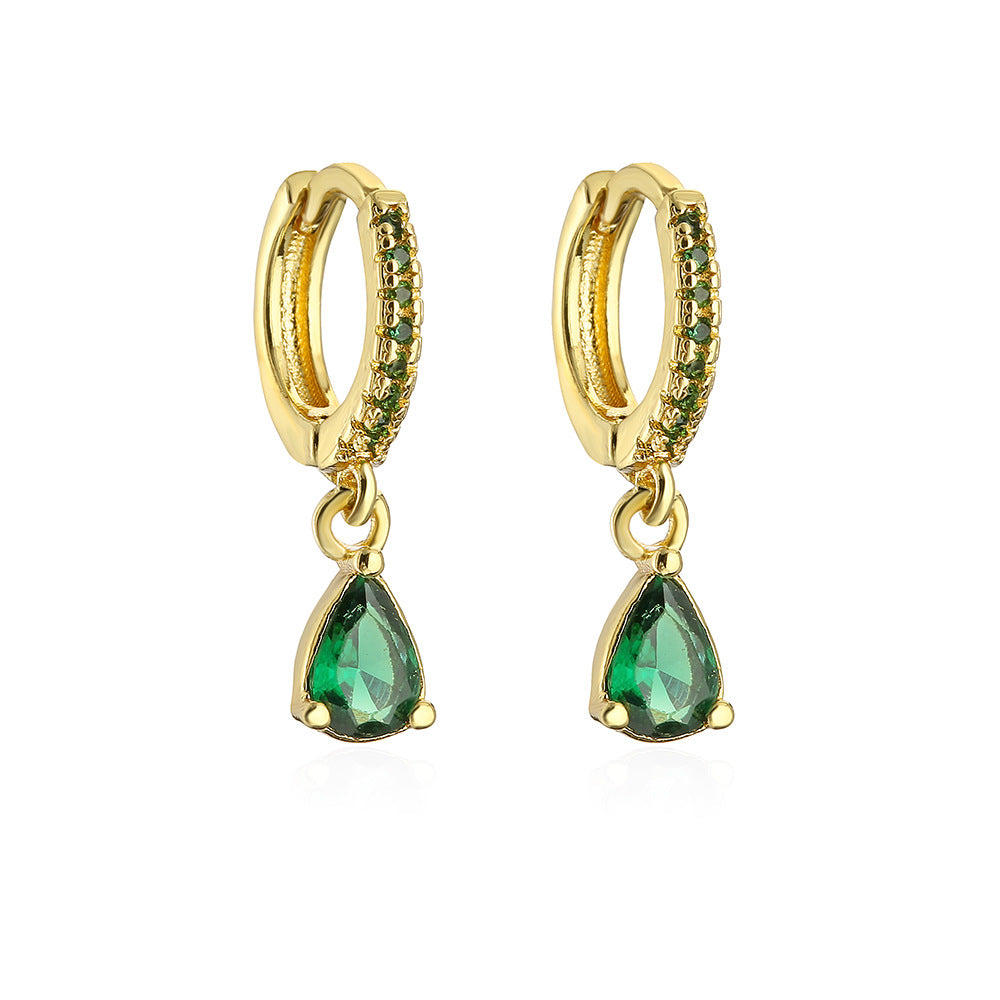 Orecchini minimalisti geometrici in rame con placcatura in oro 18K e dettagli in zircone da donna