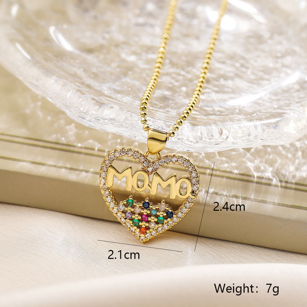 Minimalist Heart-Shaped Copper Pendant Necklace with 18K Gold Plating and Zircon Accents for Women
