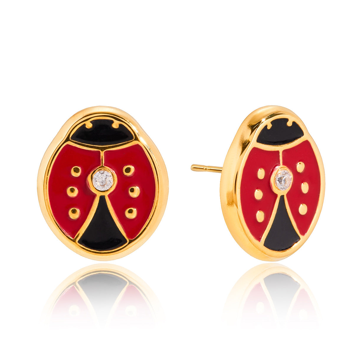 Set Collana con Ciondolo Coccinella alla Moda in Acciaio Inossidabile con Finitura Placcata da Donna Include Orecchini Bracciale e Collana