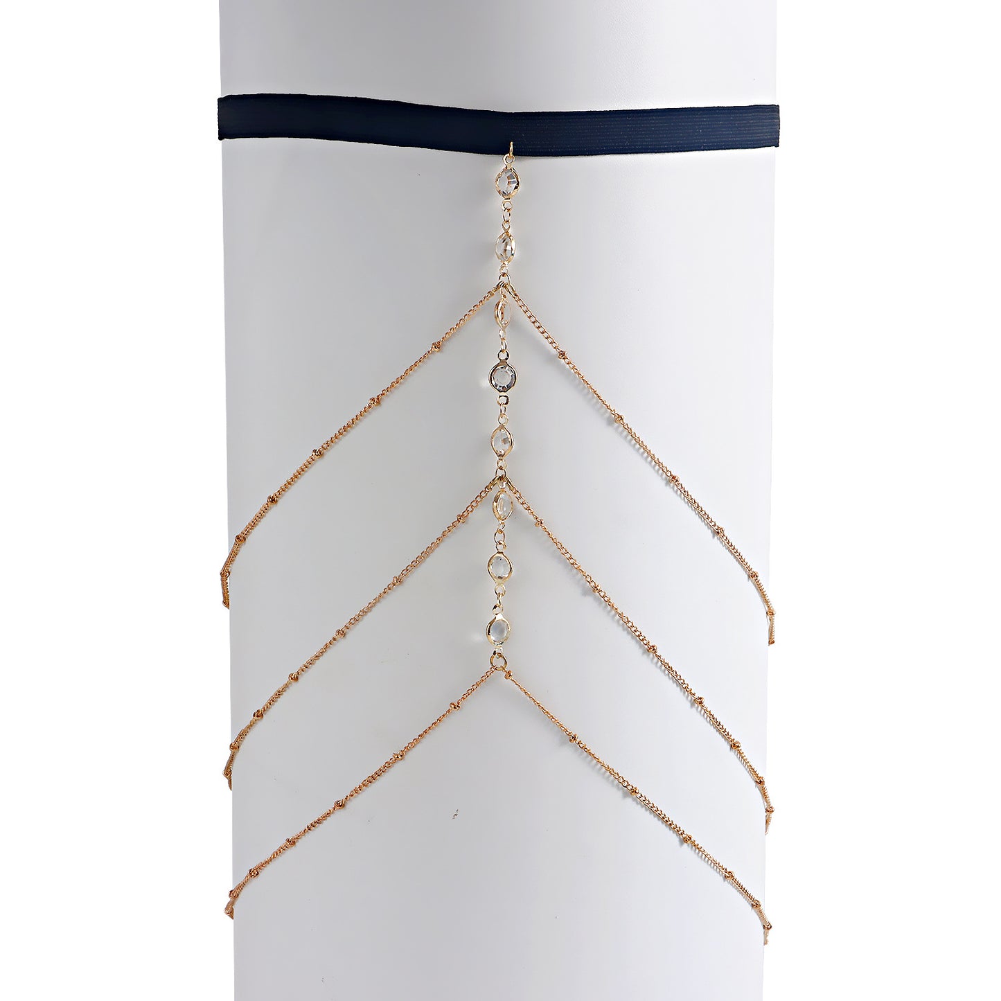 Geometric Alloy Anklet for Women with Rhinestone Accents Minimalist Fashion Leg Chain for Beach and Street Style