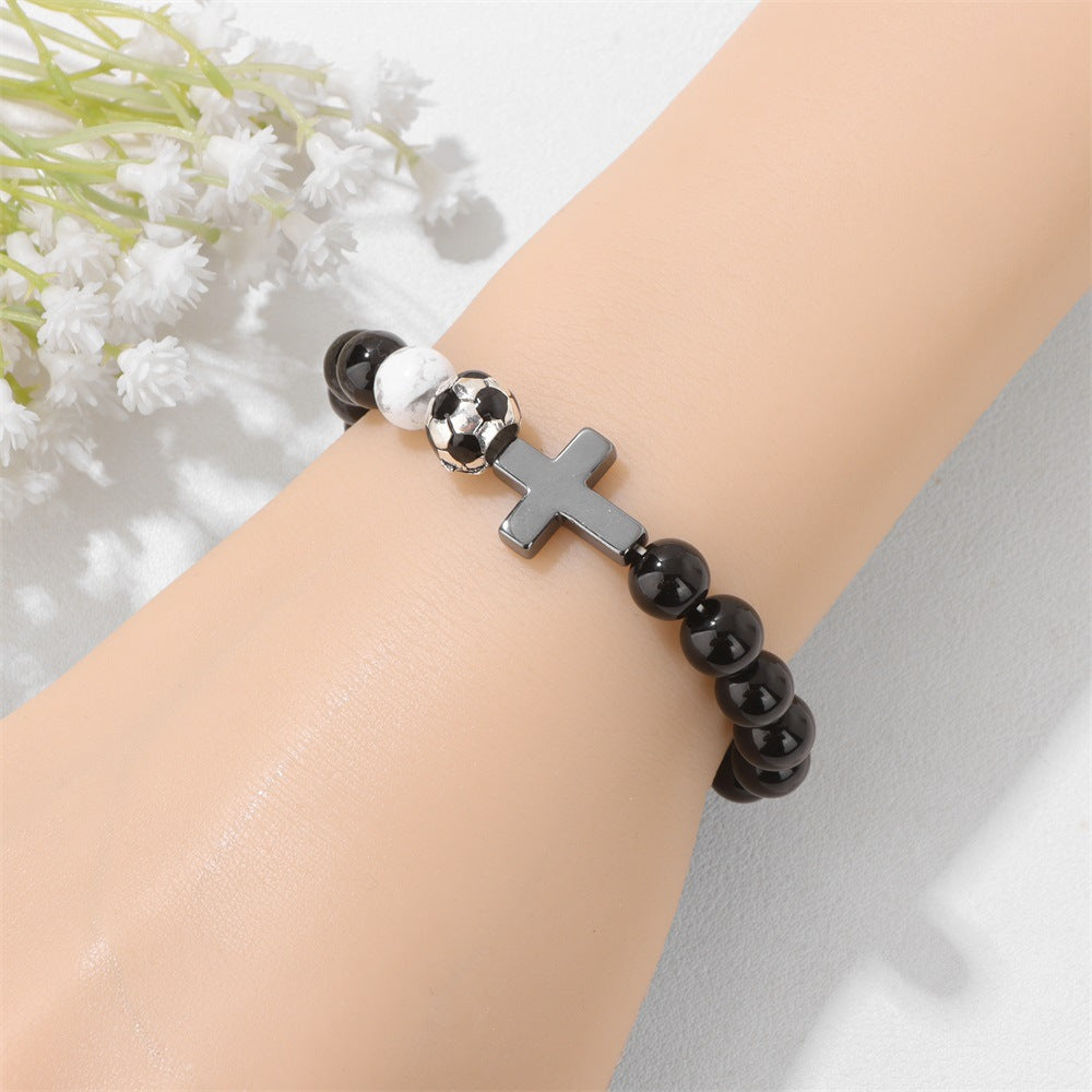 Minimalist Sporty Geometric Stone Bead Bracelet Unisex Friendship Handmade Jewelry