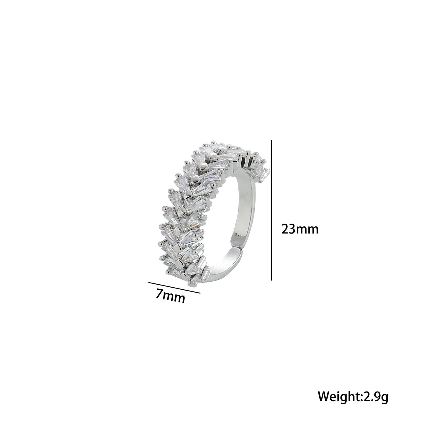 Luxury Minimalist Adjustable Open Ring for Women with Gold-Plated Copper Band and Zircon Stone Accent in Heart and Floral Shape