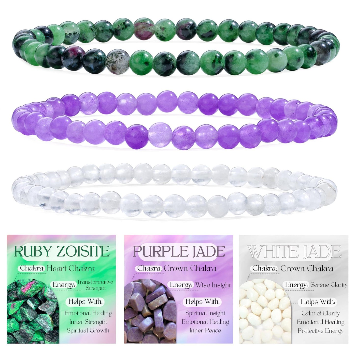 Minimalist Natural Agate and Crystal Geometric Beaded Stretch Bracelet for Women