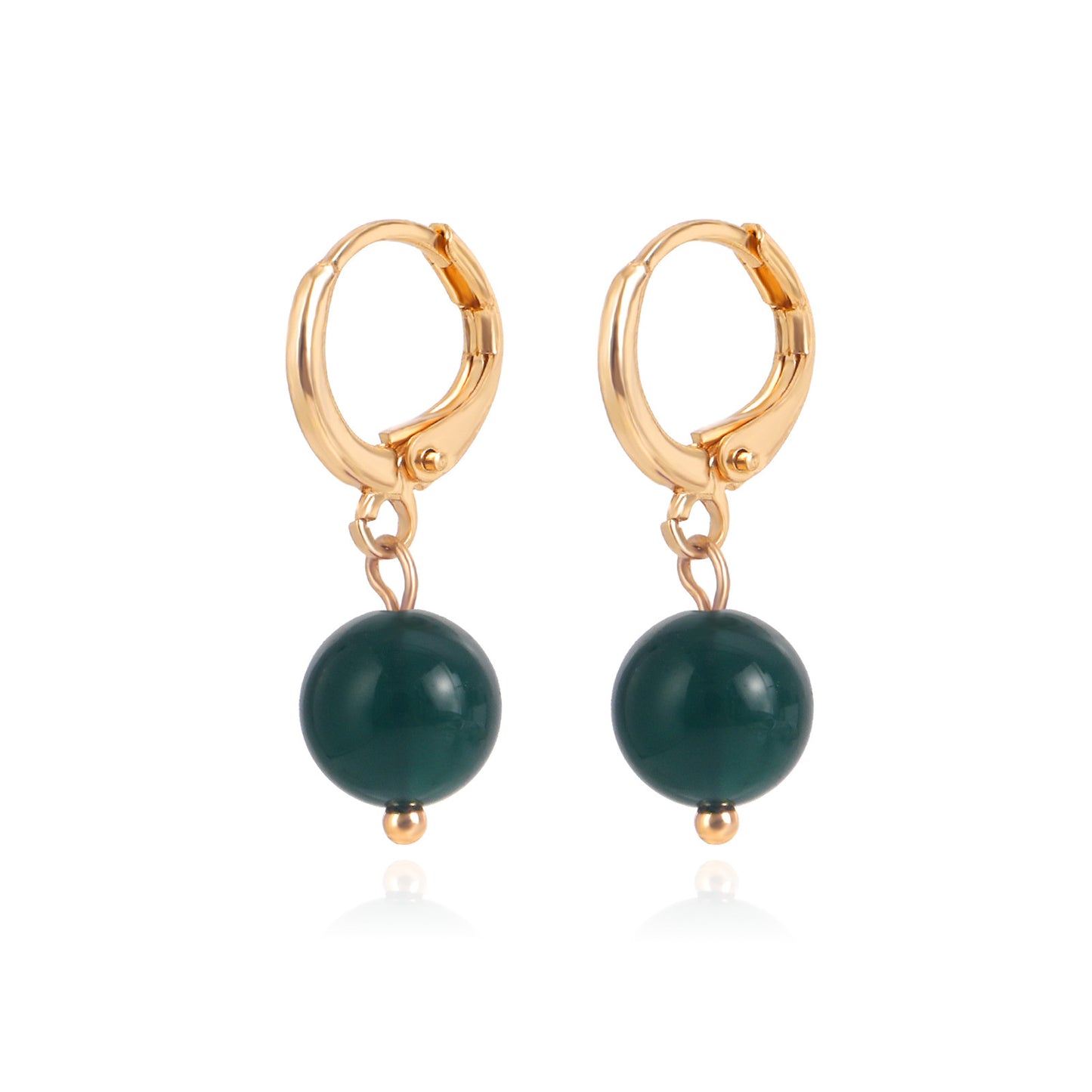 Geometric Shape Alloy Ear Clips for Women with Plated Finish and Turquoise Color Accent