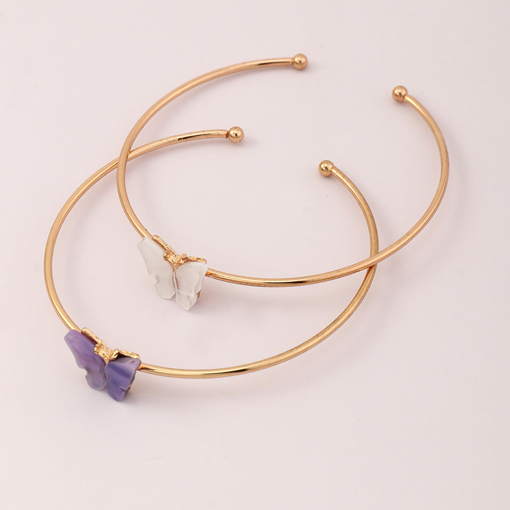 Bracciale a forma di farfalla in lega per bambine con finitura placcata, stile principessa, design minimalista