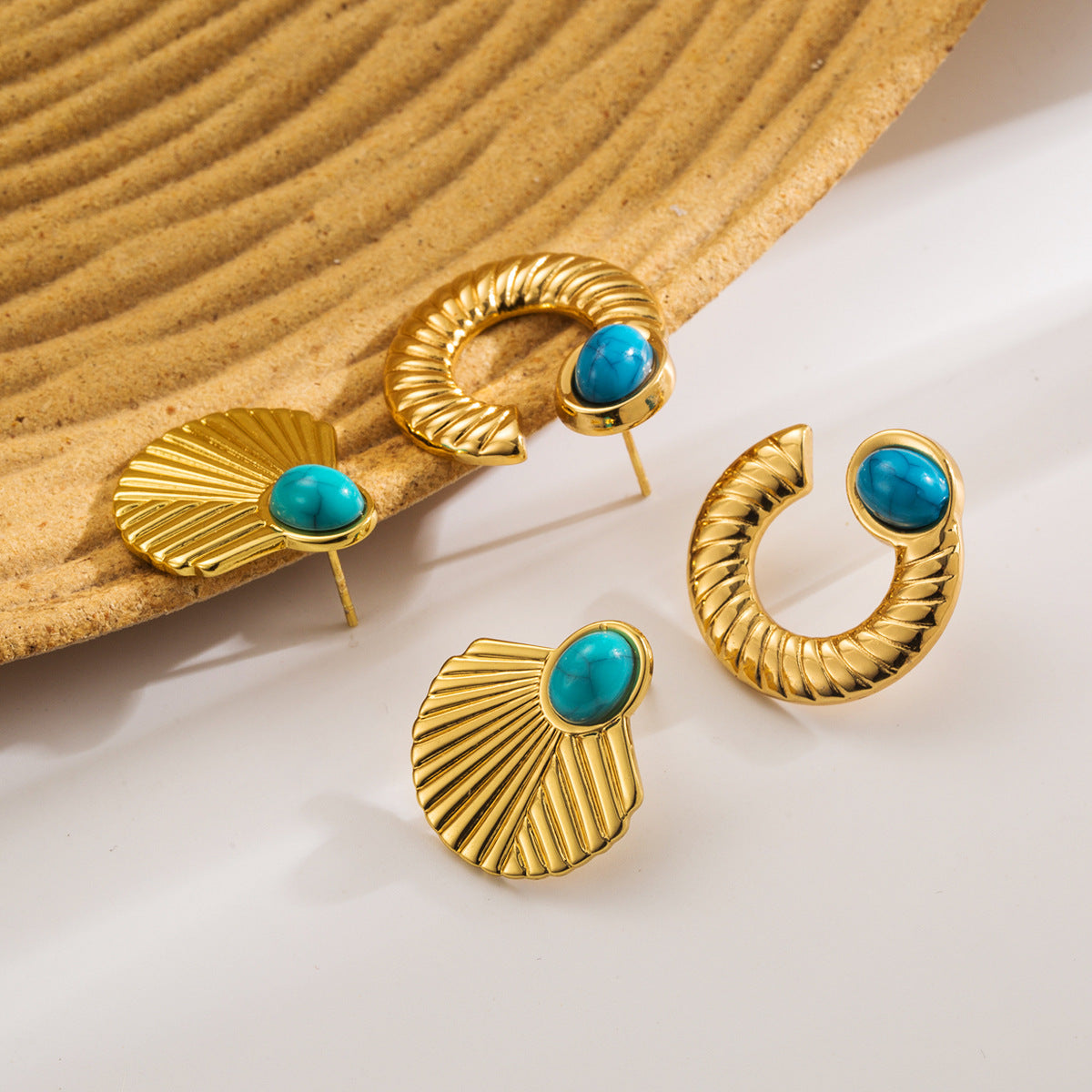 Vintage Geometric Stainless Steel Earrings with Plating Finish for Women
