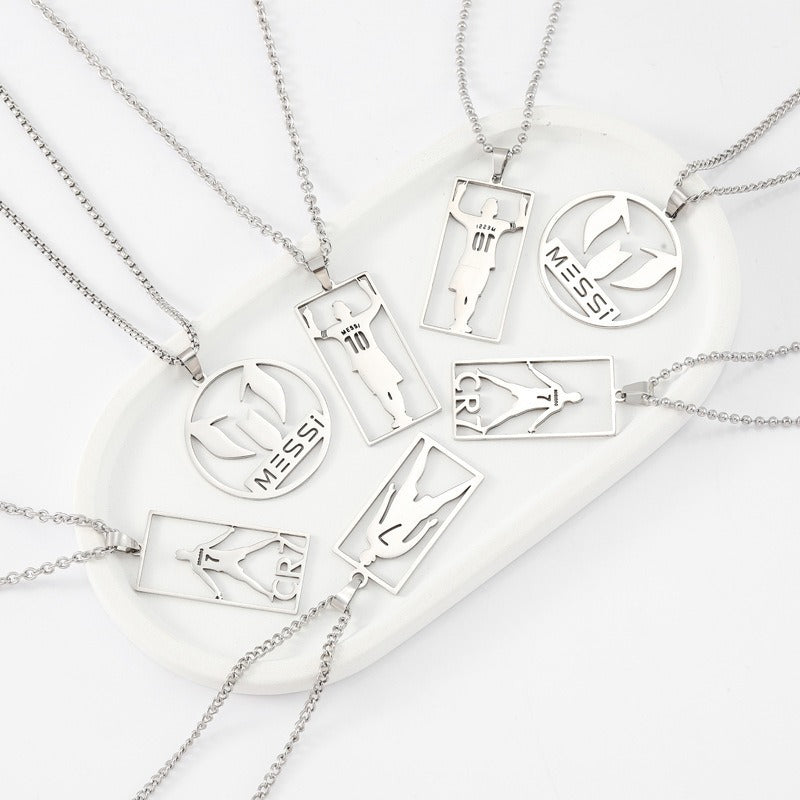 Hip-hop Streetwear Polished Titanium Steel Round Geometric Pendant Necklace for Men