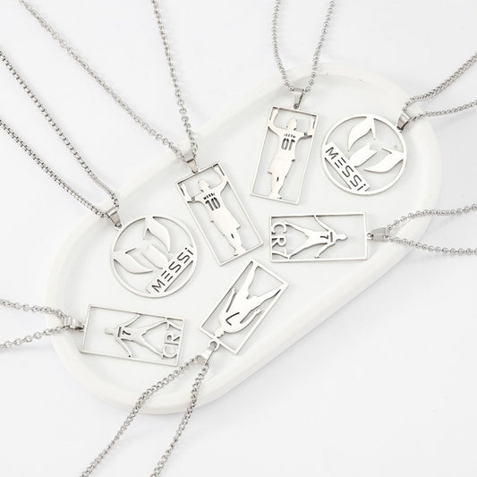 Collana con Pendente Geometrico Rotondo in Acciaio al Titanio Lucidato Stile Hip-hop Streetwear da Uomo