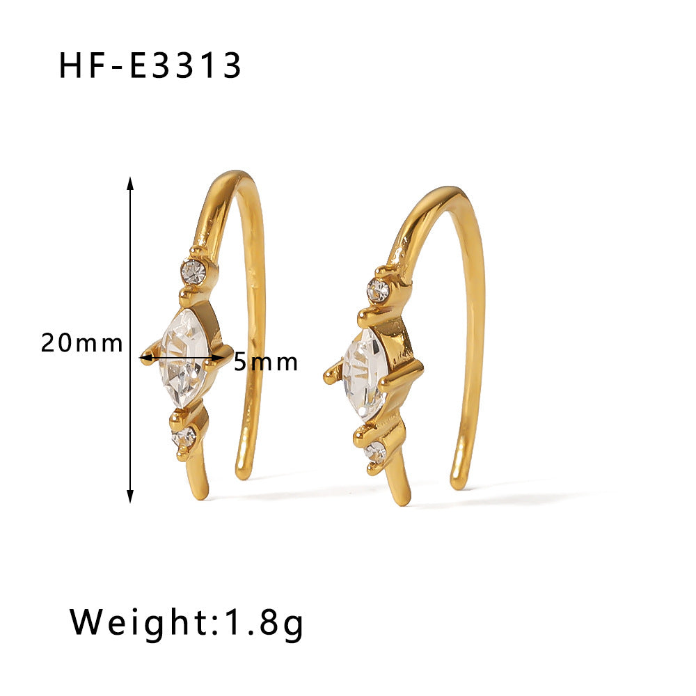 Orecchini Irregolari a Farfalla con Zirconi e Perle in Acciaio Inossidabile con Placcatura in Oro 18K da Donna