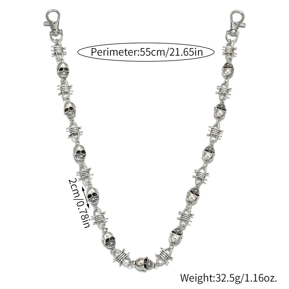 Punk Vintage Hip-hop Zinc Alloy Polished Skull Waist Chain for Men and Women