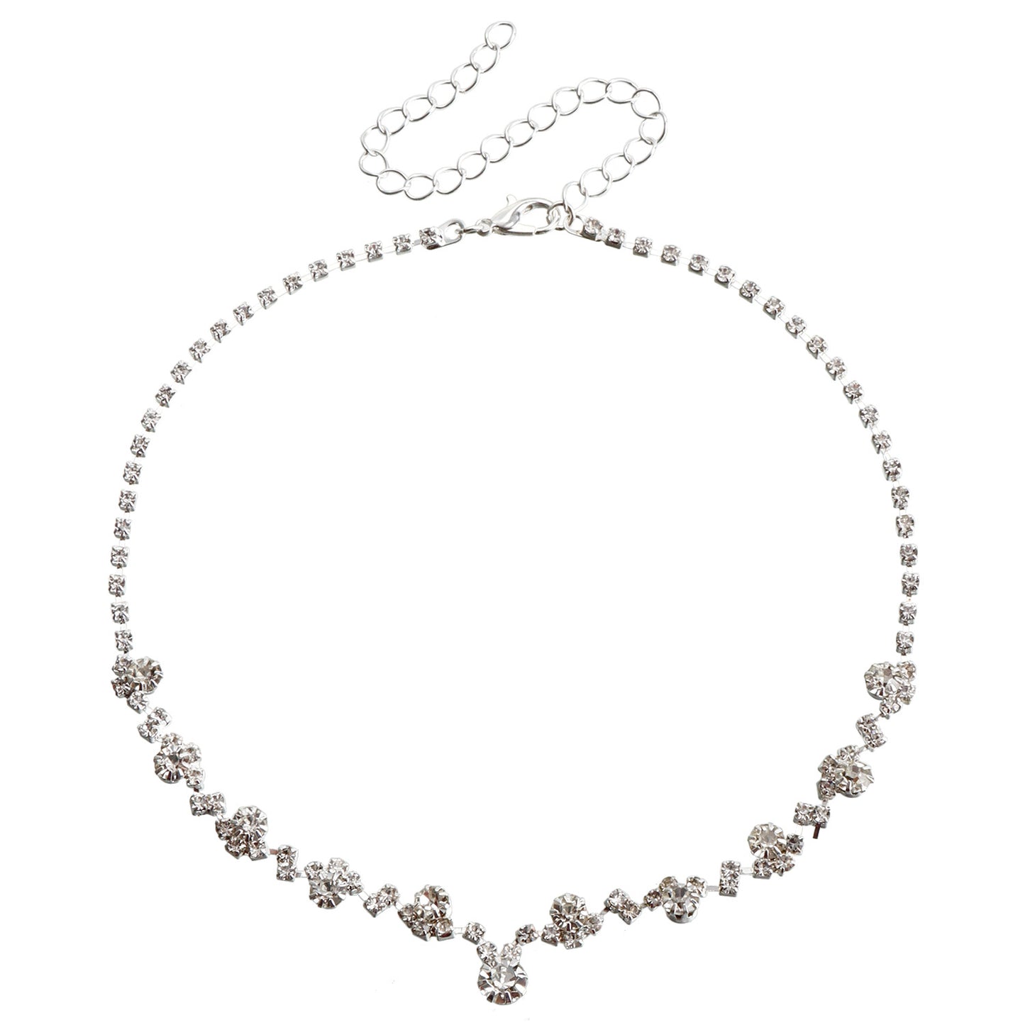 Geometric Alloy Plated Claw Necklace with Rhinestone Accents for Women Wedding Party Occasion