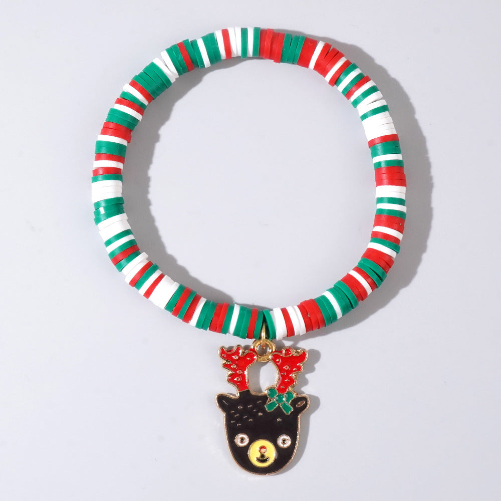 Sweet Handmade Resin Letter Geometric Beaded Bracelet Set Christmas Gift