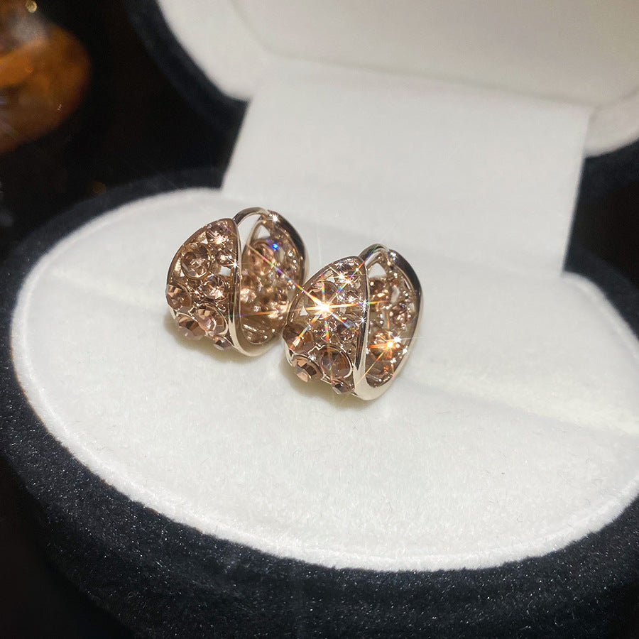 Orecchini Pendenti Vuoti a Goccia Intarsiati di Strass in Stile Lussuoso da Donna — Elegante Accessorio di Moda Minimalista per l'Ufficio e l'Uso Quotidiano