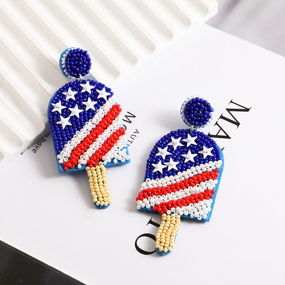 Hand-woven Star Glass Earrings Unisex Statement Drop Earrings