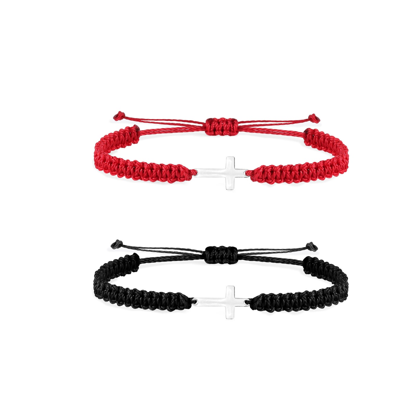 Handmade Braided Stainless Steel Cross Bracelet Unisex Friendship Jewelry Set