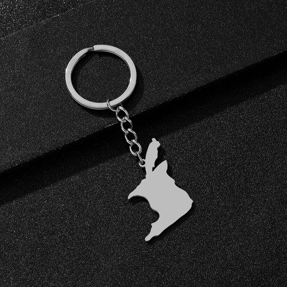 Llavero de acero de titanio estilo étnico con acabado esmaltado para hombres y mujeres