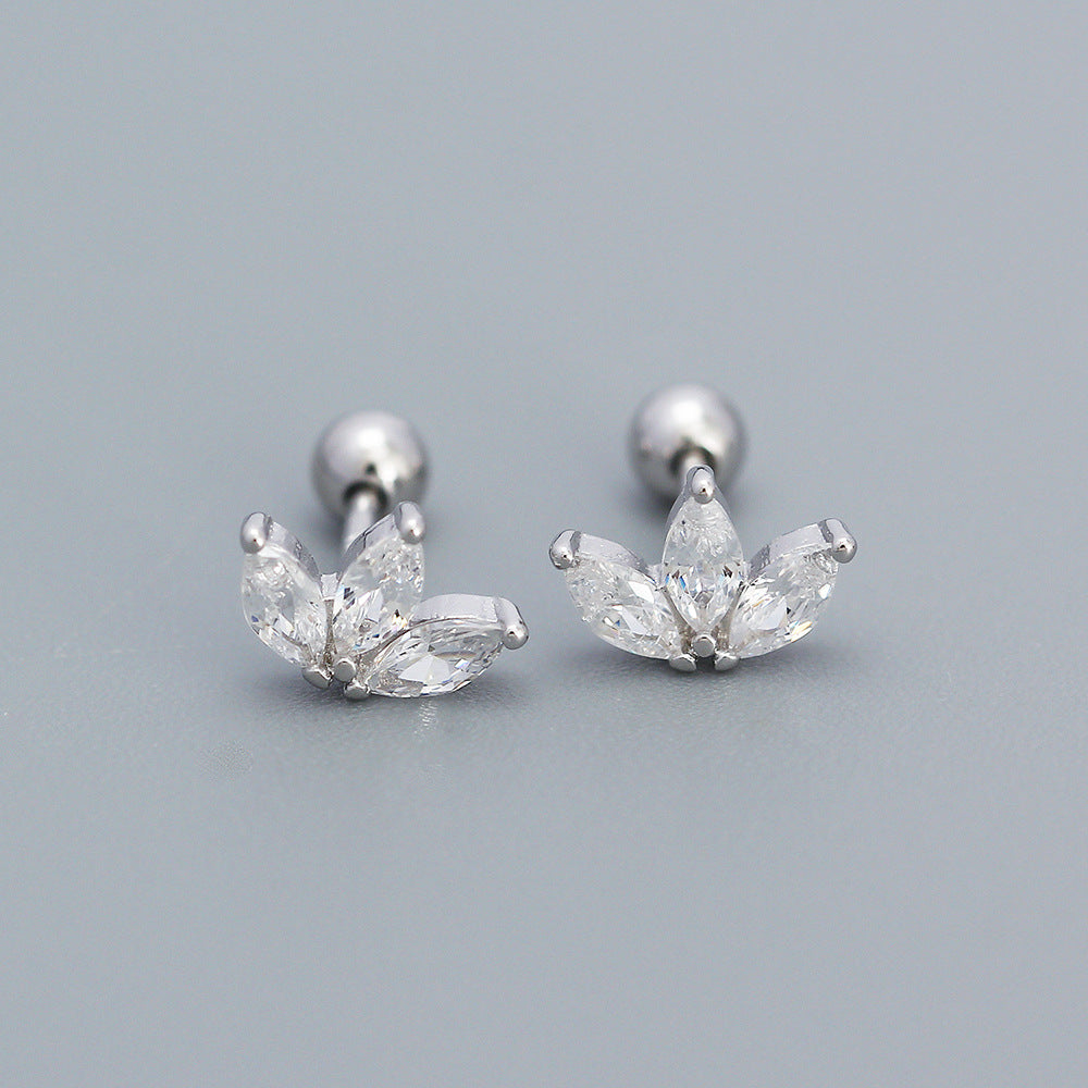 Sweet Elegant Floral 925 Sterling Silver Earrings