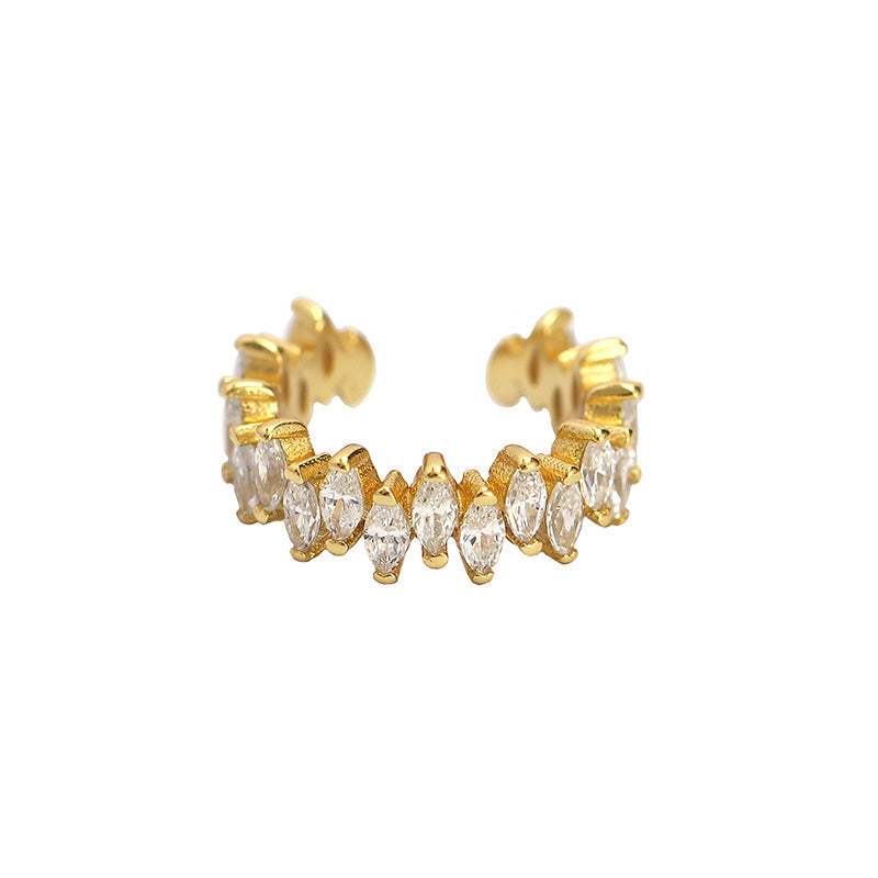 Orecchini a clip a forma di U geometrici minimalisti da donna in argento sterling 925 con finitura placcata