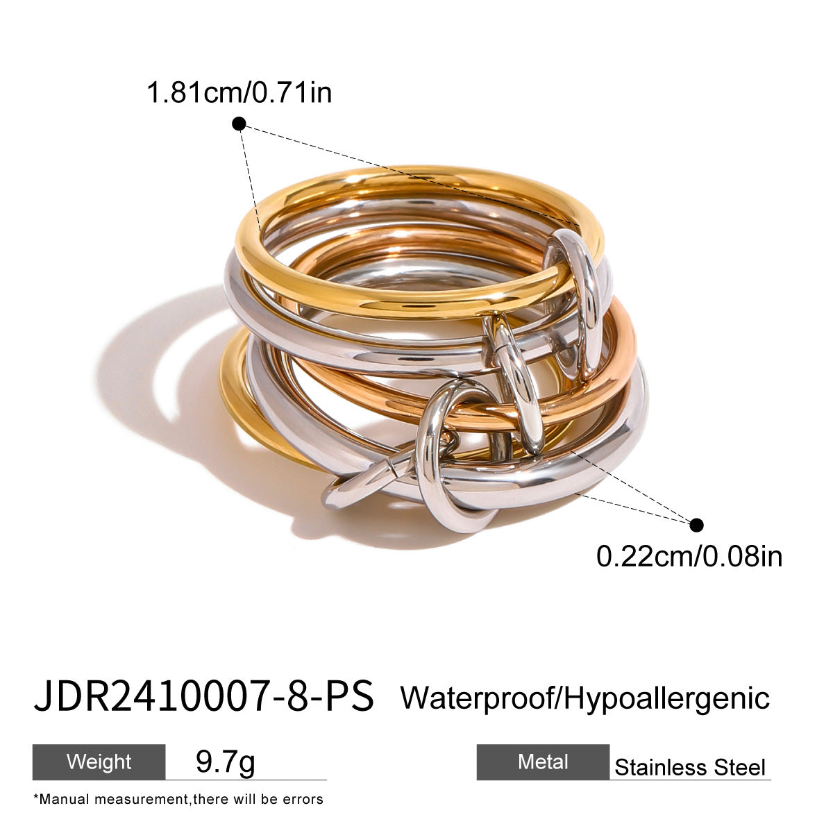 Geometric Plated Stainless Steel Ring for Women