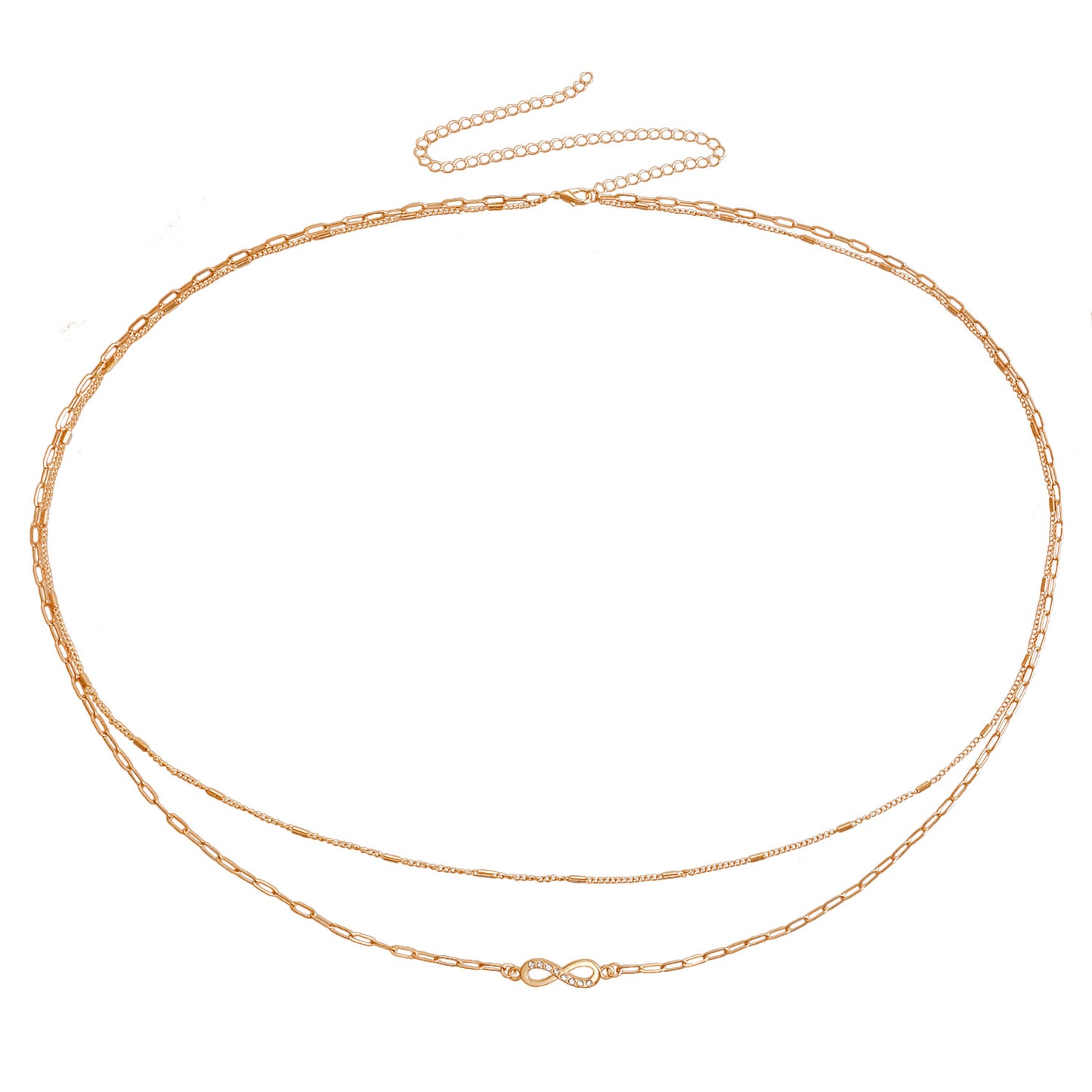 Punk Style Geometric Heart Pendant Waist Chain for Women in Metal with Double Loop Design