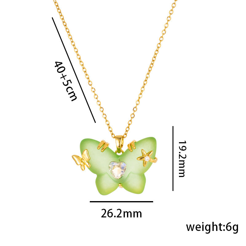 Collana Minimalista da Donna in Acciaio al Titanio a Forma di Farfalla con Micro Pavé di Zirconia, Catenina a O, Gioielli per Clavicola