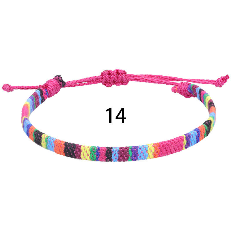 Bohemian Rainbow Braided Cotton Linen Anklet Unisex Adjustable Foot Jewelry