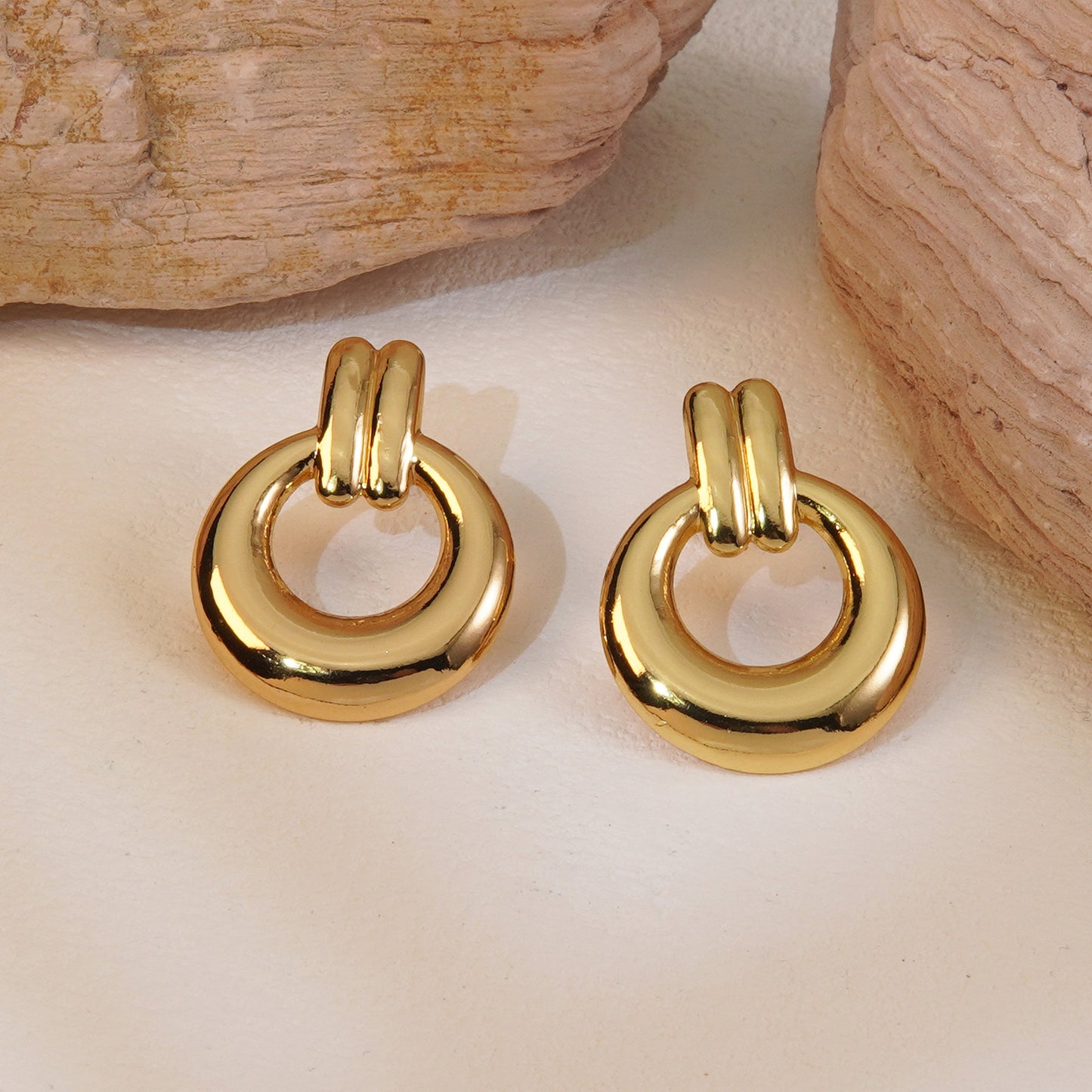 Vintage Round Geometric Plated Stainless Steel Earrings for Women