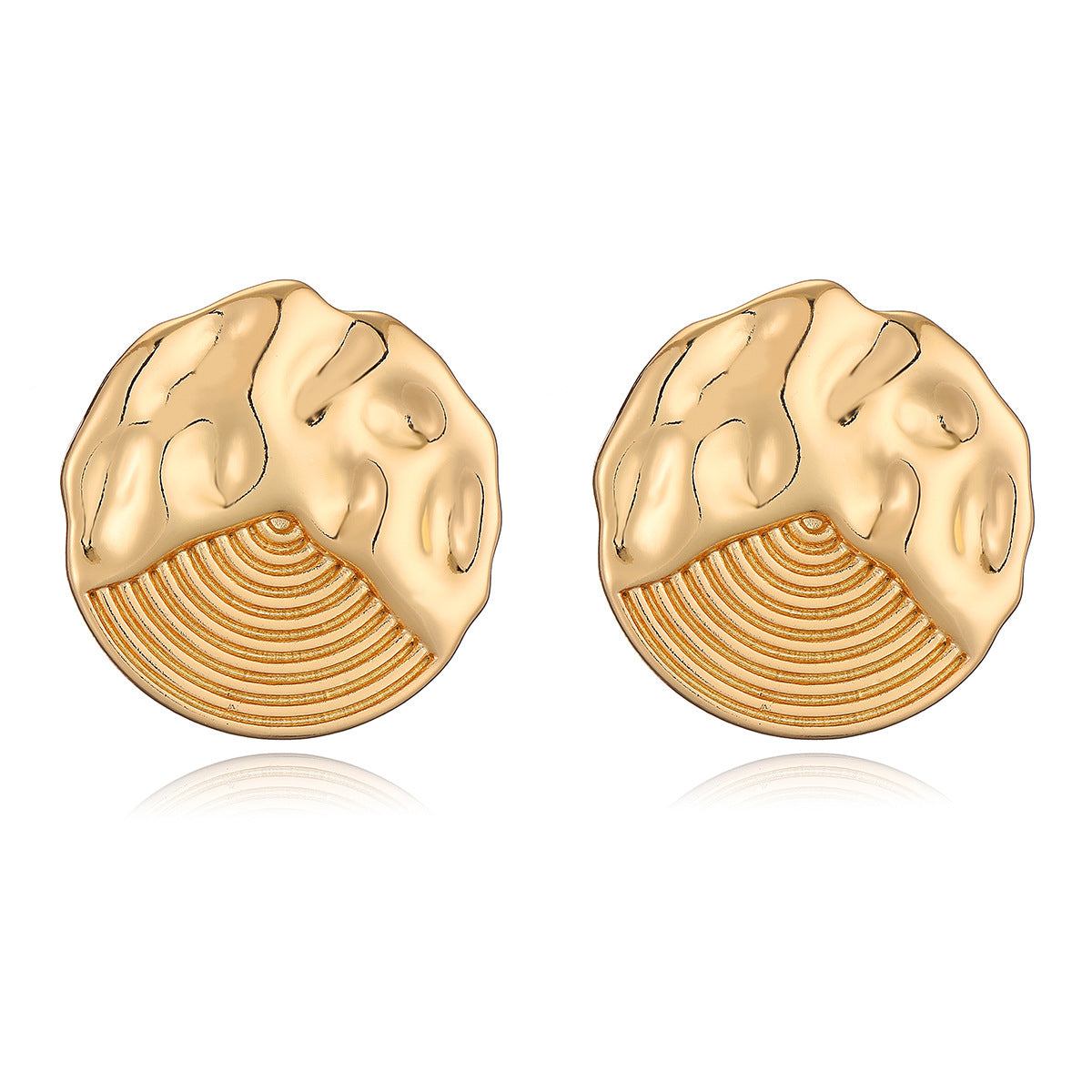 Minimalist Geometric Copper Stud Earrings for Women with Real Gold Plating Vintage-Inspired Elegant Design