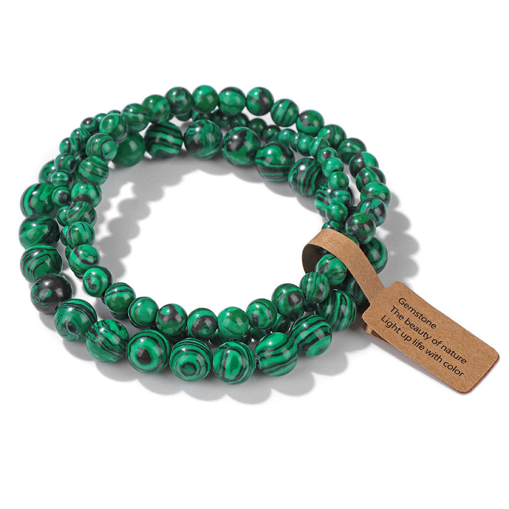 Vintage Minimalist Geometric Stone Beaded Stretch Bracelet Set Unisex Jewelry