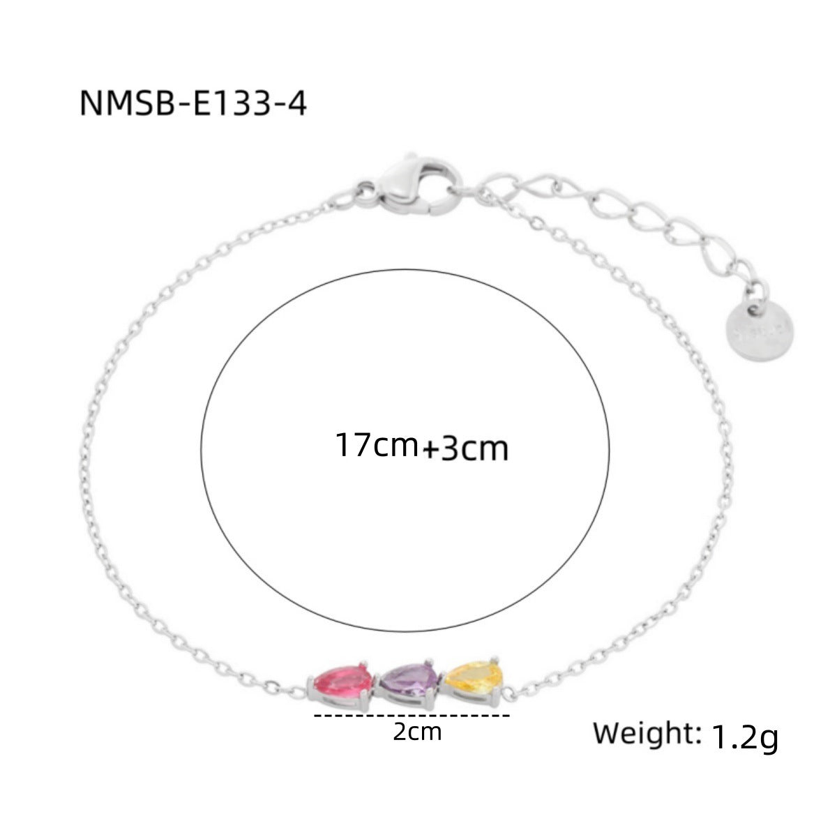 Fashionable Minimalist Geometric Titanium Steel Bracelet for Women with Zircon Water-Drop Pendants and Electroplated Finish