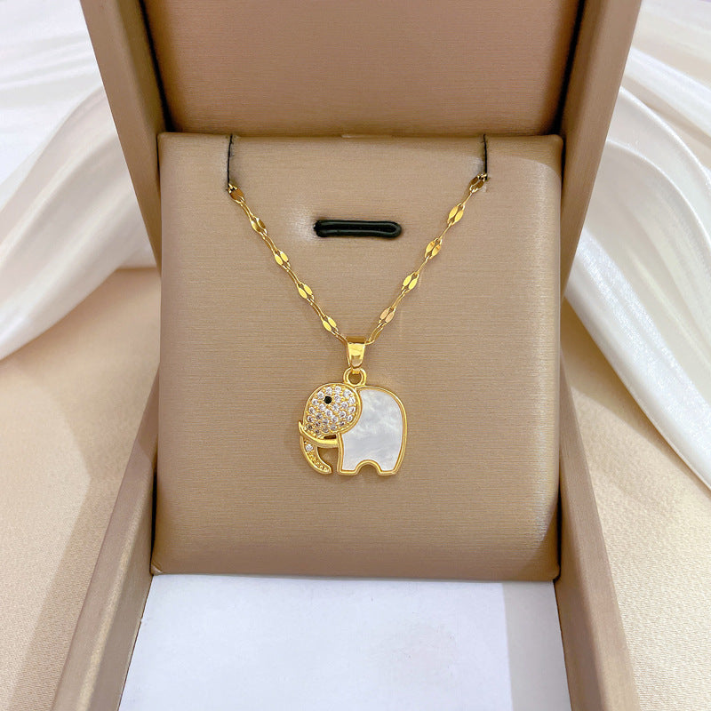 Collar de lujo unisex con cadena para labios de acero titanio con incrustaciones de diamantes de imitación geométricos